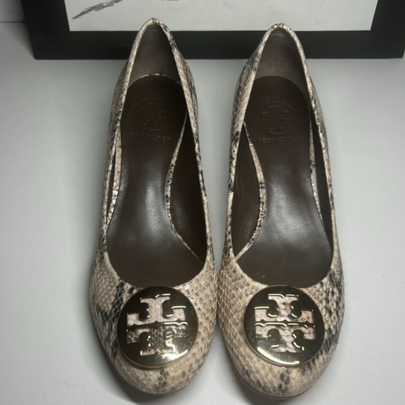 Tory Burch Sally Snake Print Wedge Heels Women's Size